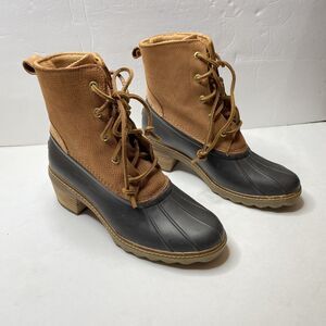 Sperry Womens Saltwater Heel Embossed Lace Up Ankle Boots  Sz 9 -Review Pictures